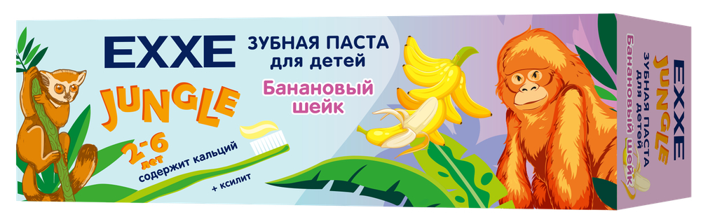 EXXE зубная паста Hello детская "Банановый шейк", 50 г (2-6 года) *6*12