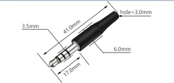 3.5 Штекер 4-контакта 17мм пластиковый колпачёк для стереогарнитуры черный