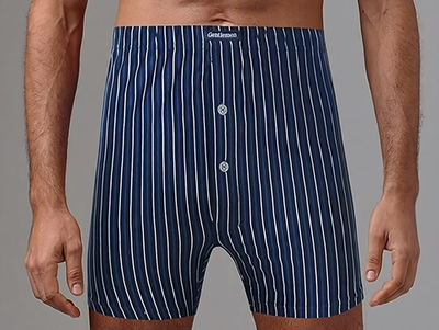 Мужские трусы-боксеры из хлопкового материала в тонкую полоску (Размер: XXXL) (Цвет: синий)