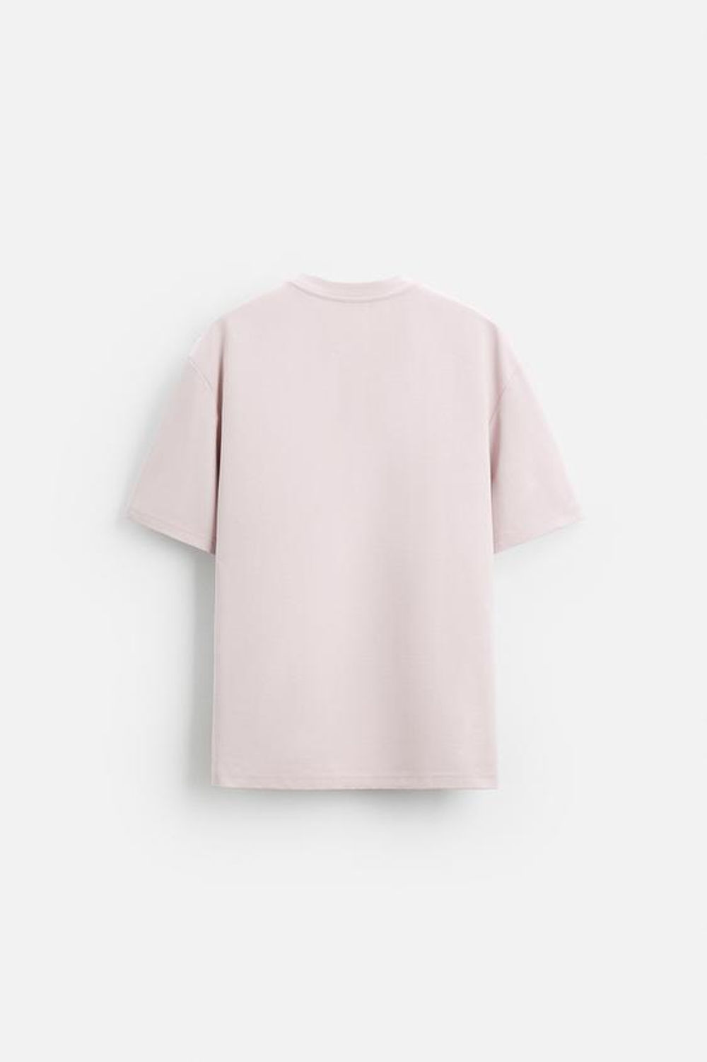 ZARA ФУТБОЛКА REGULAR FIT INTERLOCK, ПЫЛЬНЫЙ РОЗОВЫЙ