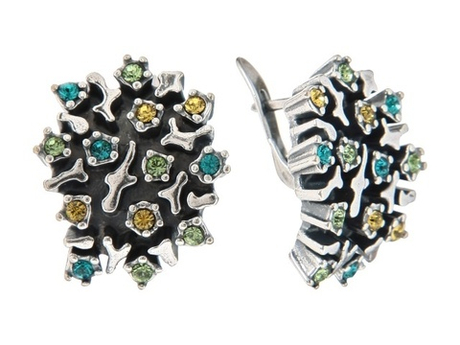 "Мускус" серьги в серебряном покрытии из коллекции "Экзотика" от Jenavi с английским замком