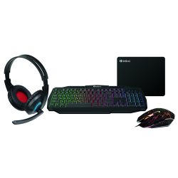 Клавиатура и мышь комплект Intro GXZ900 игровой 1200-3600dpi + коврик + гарнитура черный | Комплекты (клавиатура+мышь)