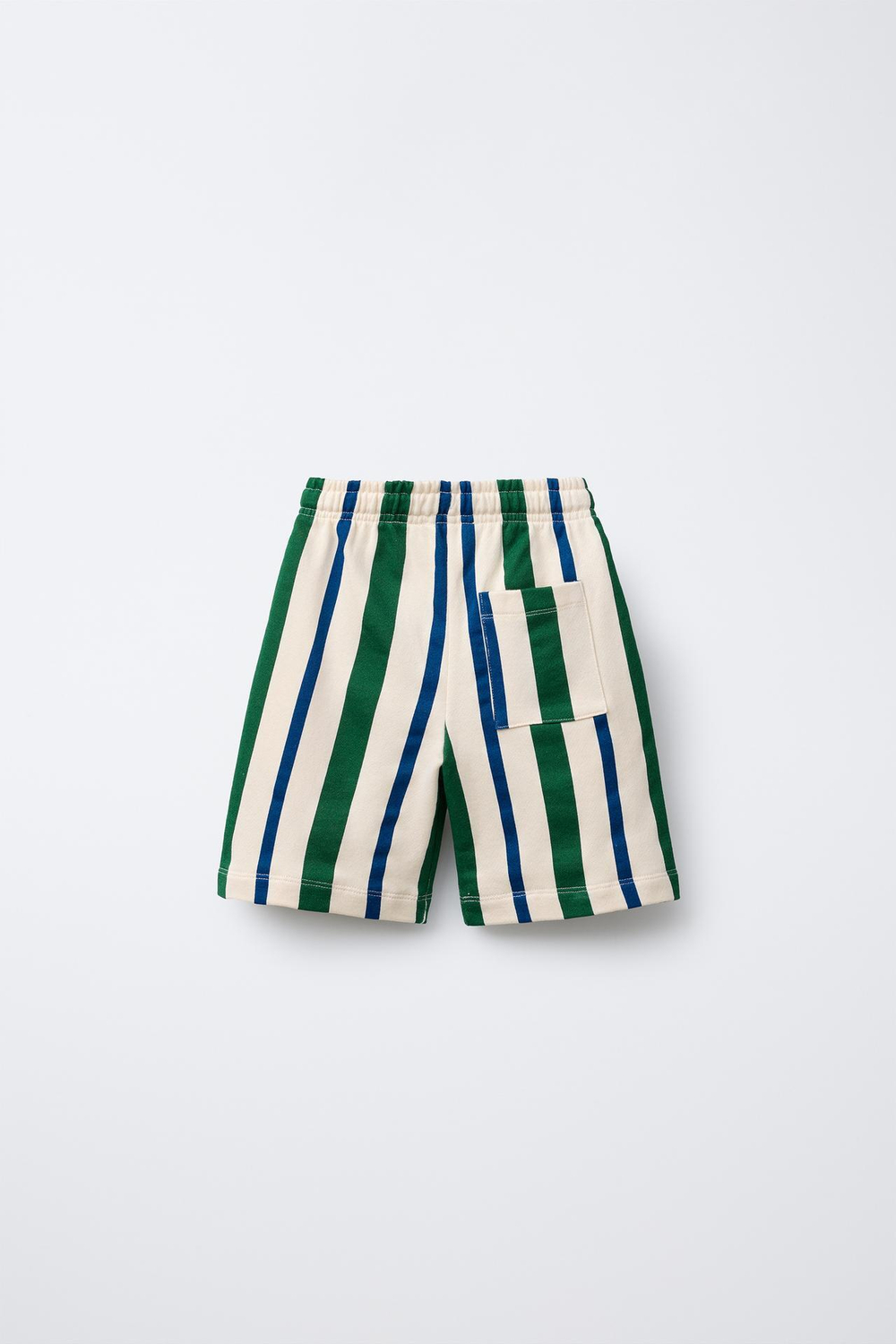 ZARA ШОРТЫ ИЗ МЯГКОЙ ТКАНИ В ПОЛОСКУ С НАШИВКОЙ, РАЗНОЦВЕТНЫЙ