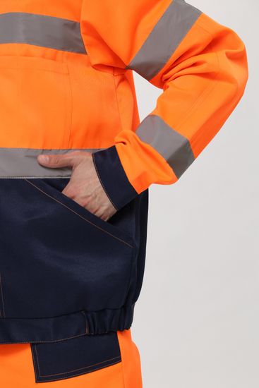 Костюм "Дорожник Олимп" полукомбинезон (оранжевый/т.синий)