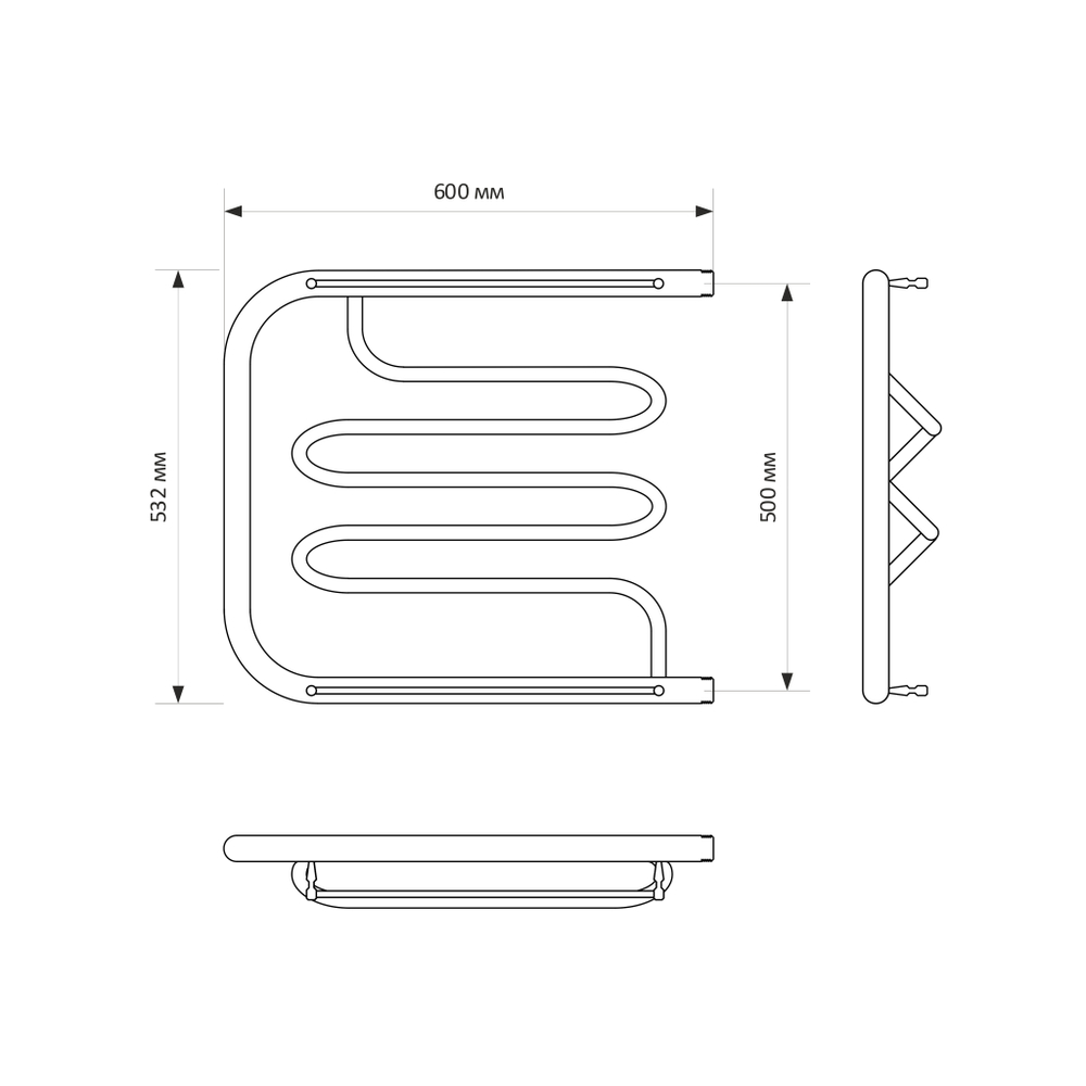 Полотенцесушитель MIXLINE SIMPLE PM2 50х60 1'' ПОЛКА