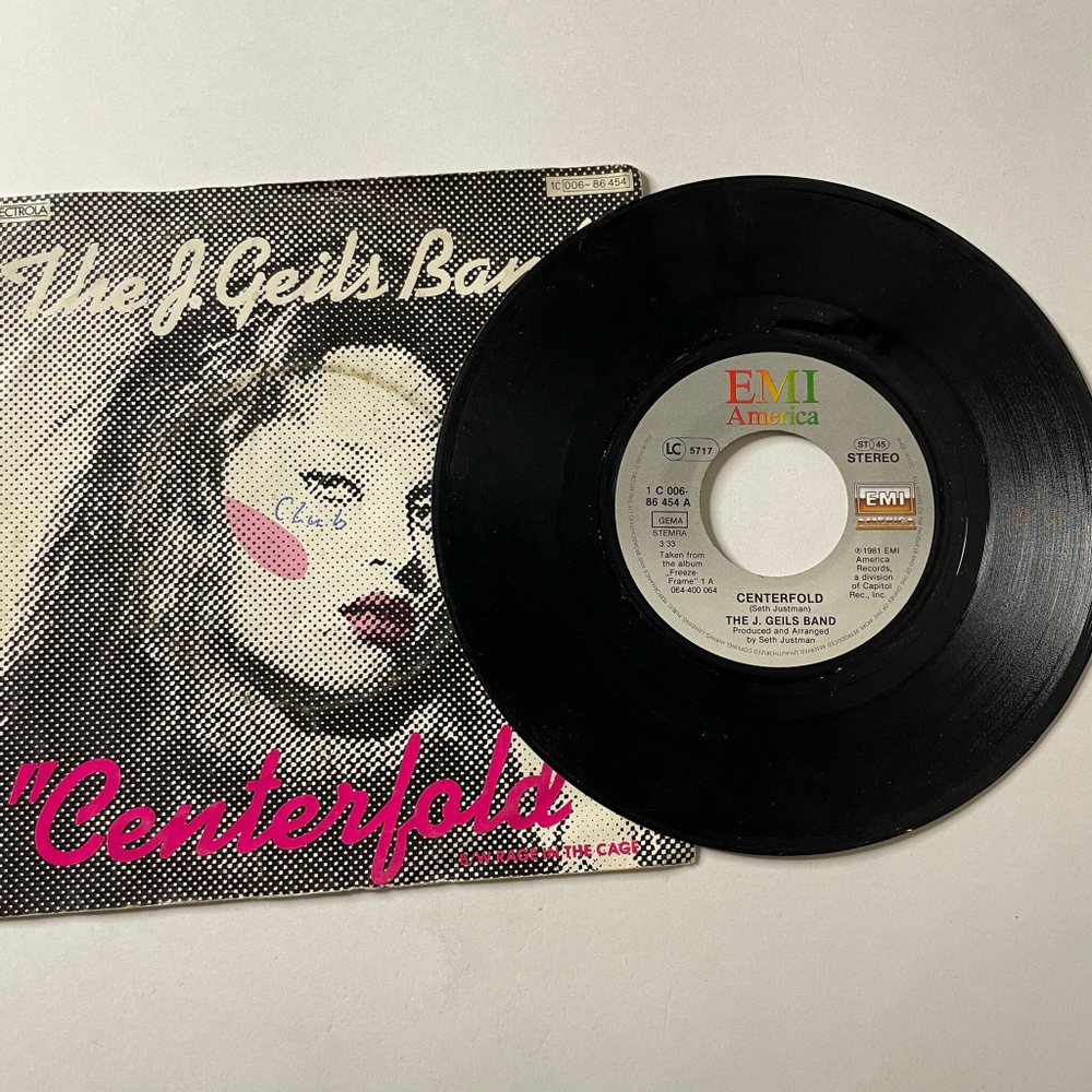 Винтажная виниловая пластинка LP The J. Geils Band Centerfold (Germany 1981) 7 дюймов, 45 RPM, Single
