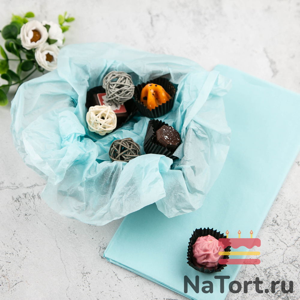 Бумага упаковочная тишью, Нежно-голубая 50х66 см (10 листов)