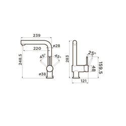 Смеситель для кухни Omoikiri Tanigawa-S-BN    Нержавеющая сталь
