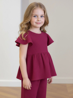 Костюм из муслина топ с крылышками и брюки «Брусника»