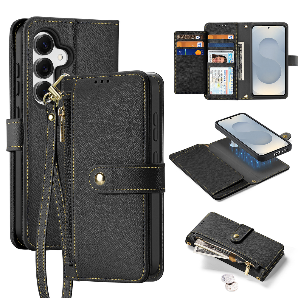 Чехол кошелек с MagSafe из TPU кожи от Dux Ducis для смартфона Samsung Galaxy S25+, серия Lawa Series Case