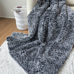 "Вязаный" плед из натурального меха рекс 240*220 см (серый сноутоп, окрас меха в два тона)