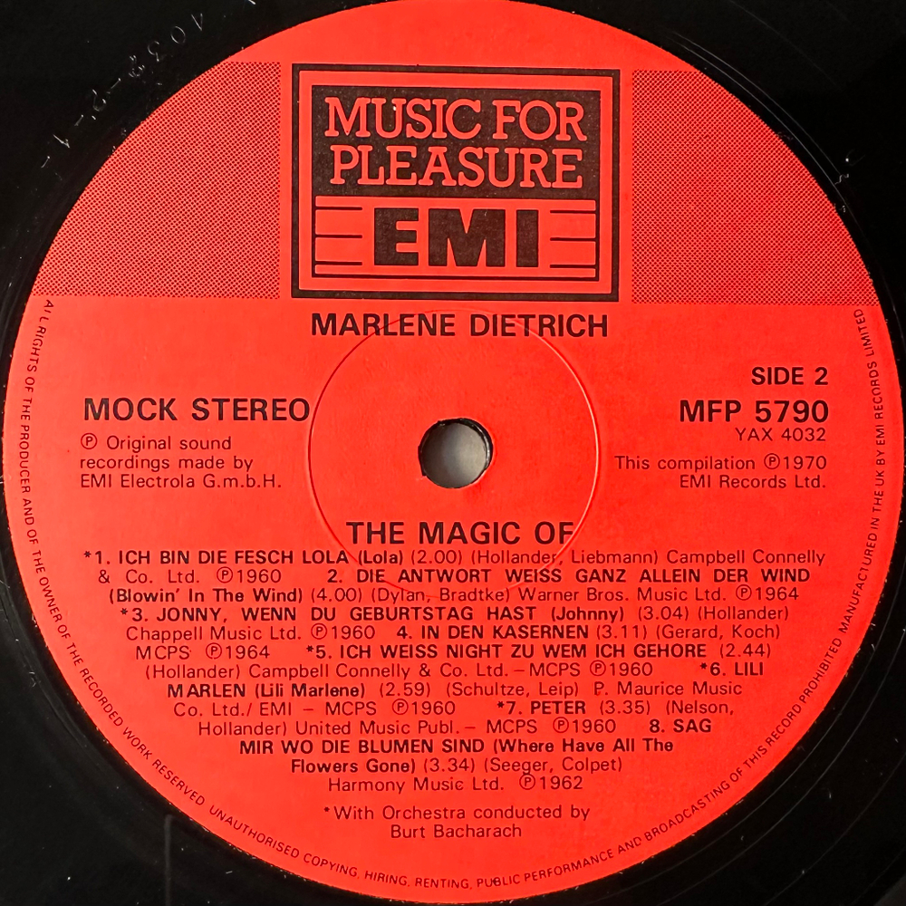 Marlene Dietrich ‎– The Magic Of Marlene Dietrich (Англия 1987г.)