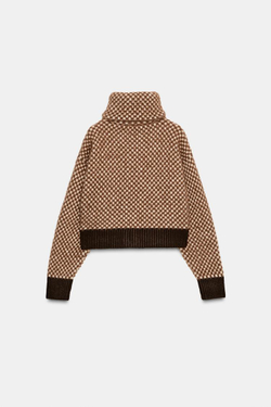 ZARA БОМБЕР С ВЫСОКИМ ВОРОТНИКОМ, КОРИЧНЕВЫЙ