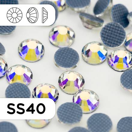 Стразы горячей фиксации из стекла, цвет Crystal AB, ss40