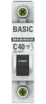 Автоматический выключатель EKF BASIC BA 47-29, 40A, 230/400В, 1P, 4,5 кА