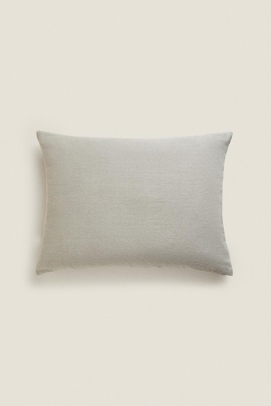ZARA HOME ЛЬНЯНОЙ ЧЕХОЛ ДЛЯ ДЕКОРАТИВНОЙ ПОДУШКИ XXL, СЕРЫЙ