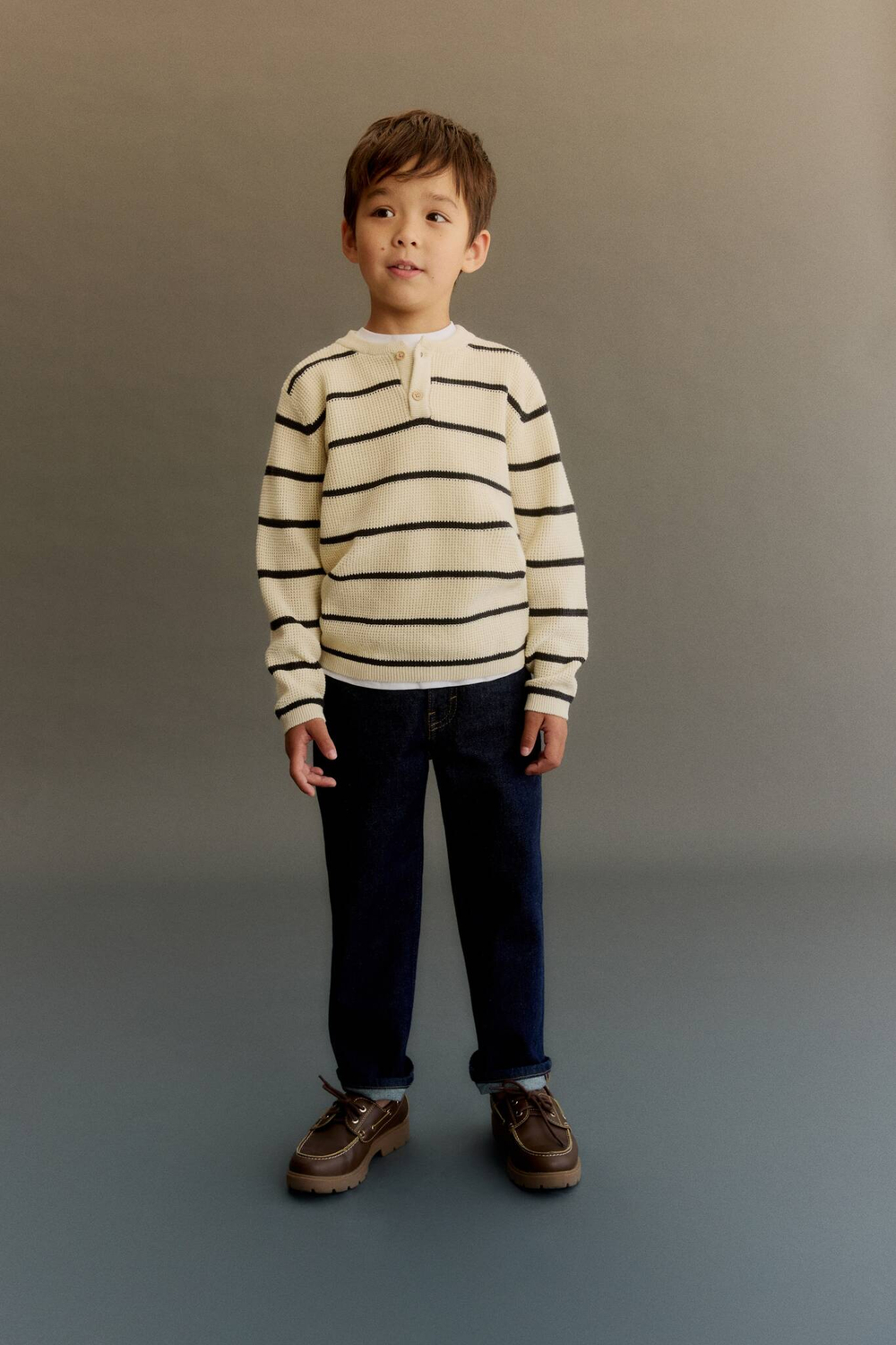 H&M Свитер контрастной вязки, кремовый