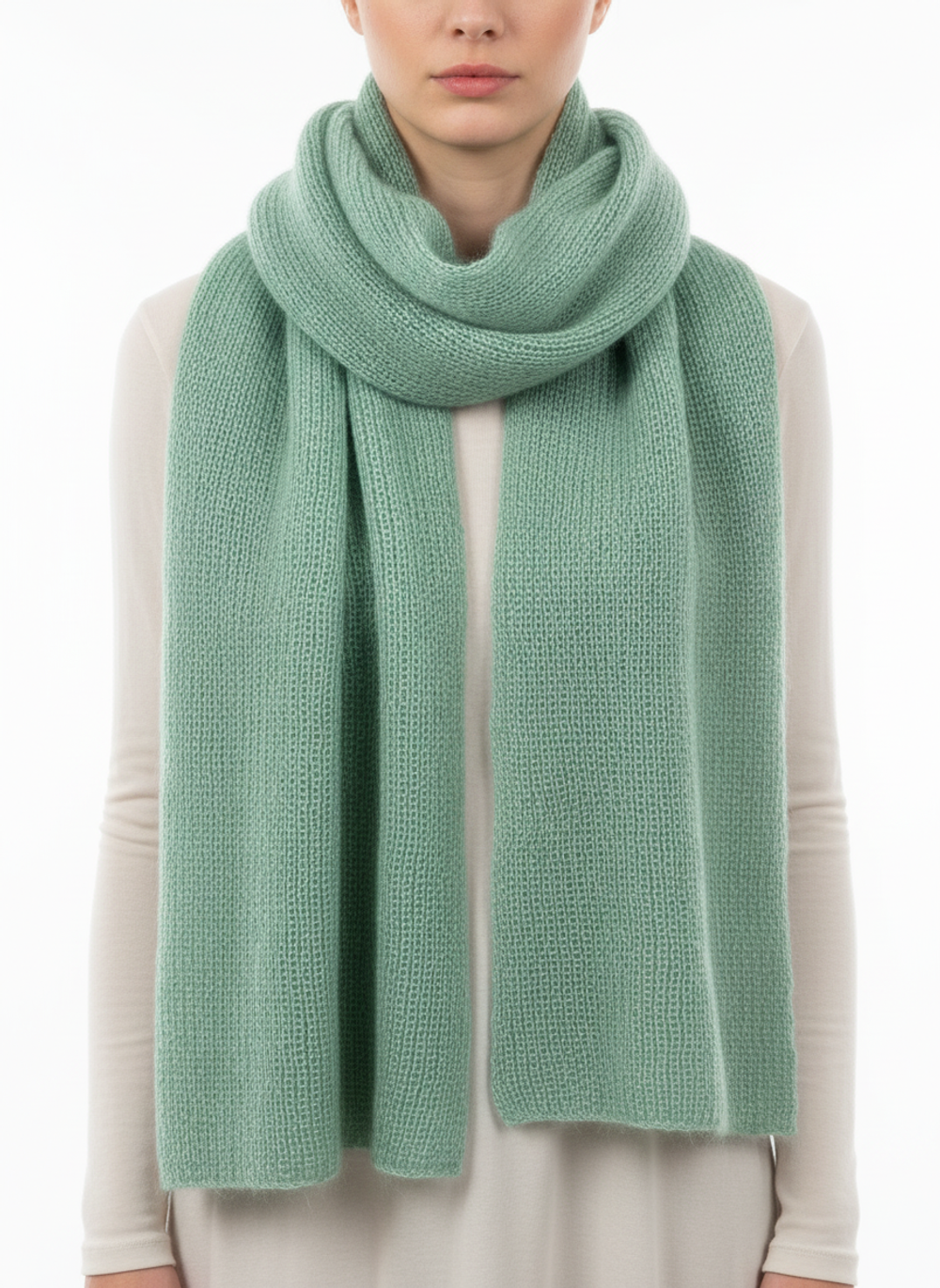 Шарф из кид мохера на шелке, мягкий тиффани