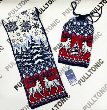 Комплект шарф и шапочка PULLTONIC - "Рождество 2"