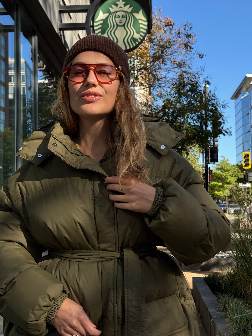 Пуховик Энни хаки