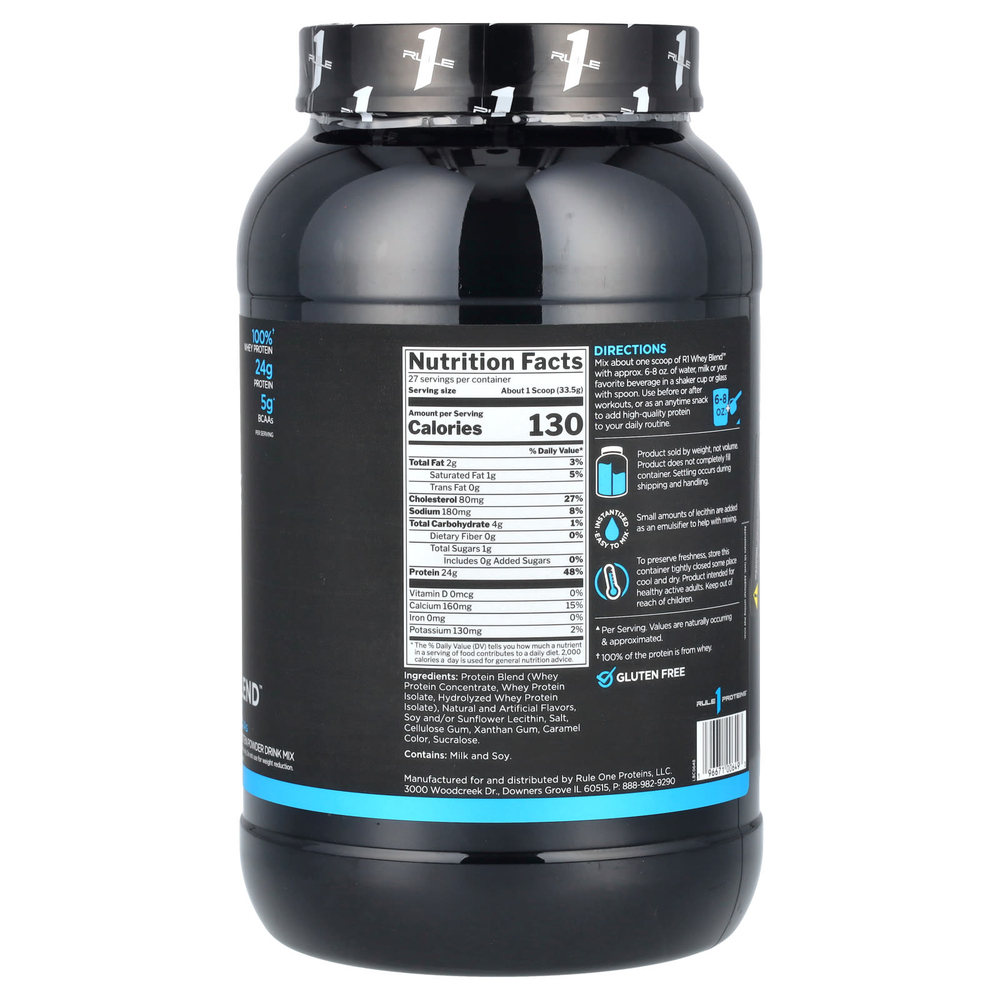Rule One Proteins, Whey Blend, протеиновая смесь для приготовления напитка, со вкусом подсоленной карамелью, 905 г (1,99 фунта)