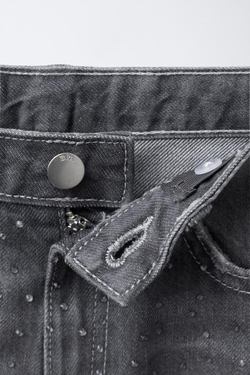 ZARA ДЖИНСЫ WIDE LEG СО СТРАЗАМИ, СЕРЫЙ