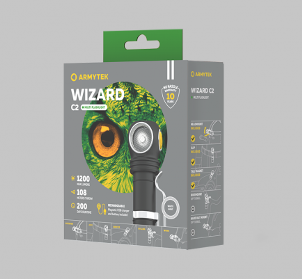 Фонарь налобный Armytek WIZARD C2 MAGNET USB