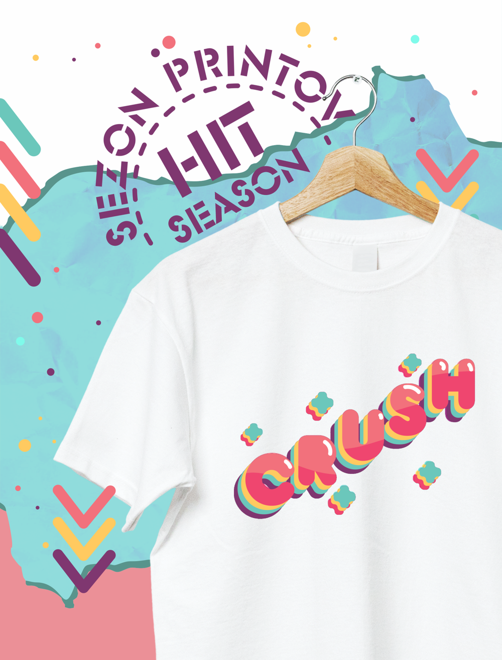 Футболка белая с принтом CRUSH