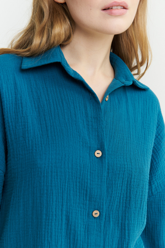 Муслиновая рубашка лазурная