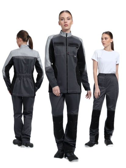 Костюм женский "Вектрон-1" СОП У. брюки (т.серый/св.серый/черный)