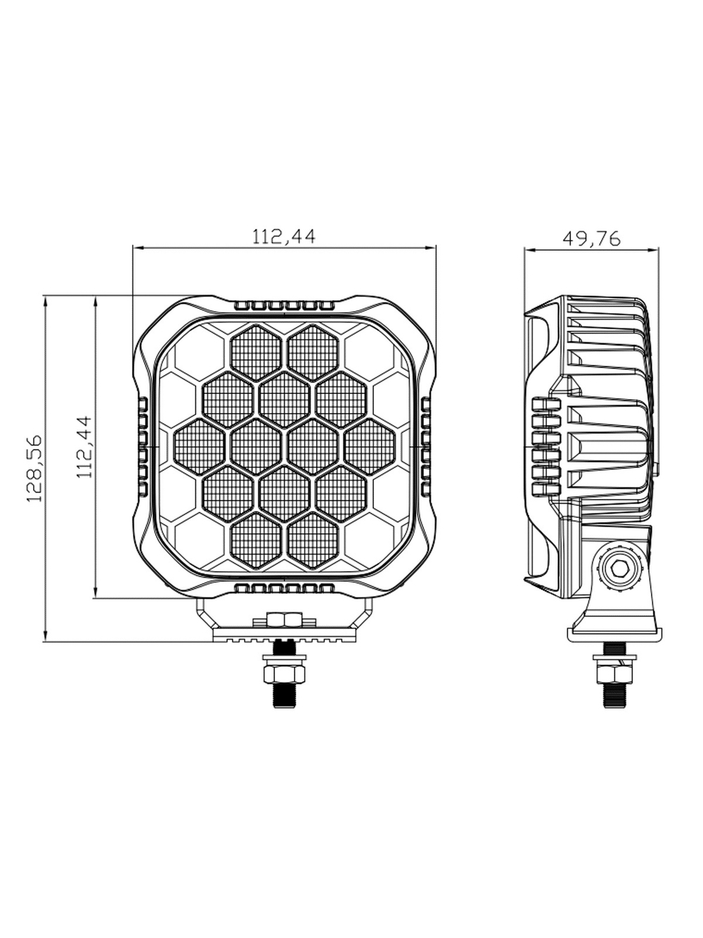 Светодиодная фара рабочего света РИФ 112x112x50 мм 90W LED