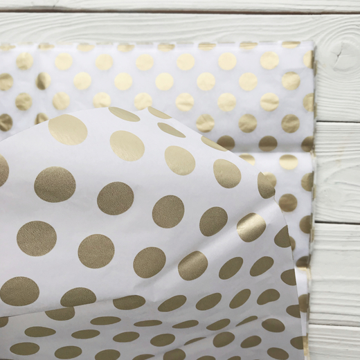 Бумага тишью 50 х 66 см (10 листов), золотой горошек