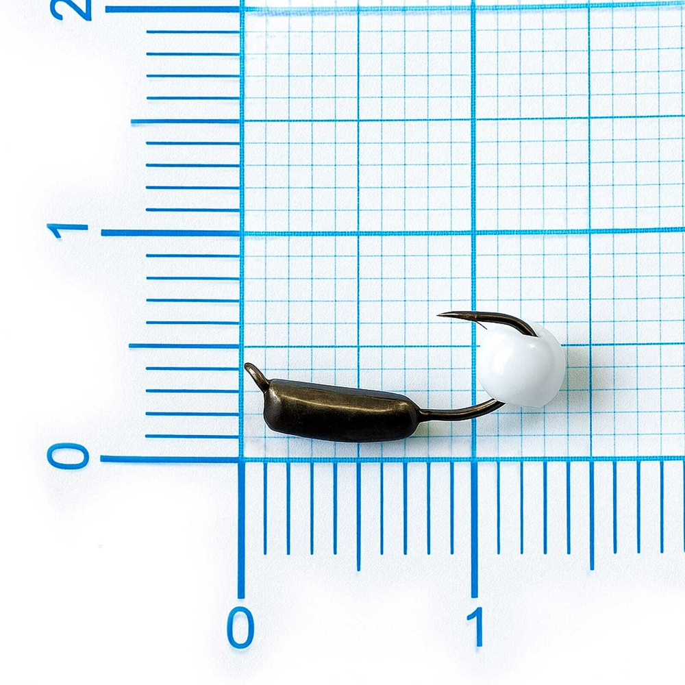 Мормышка Владимирская 427 "Гвоздик с белым шариком", с коронкой, 3мм, 0.8гр (15шт/уп)