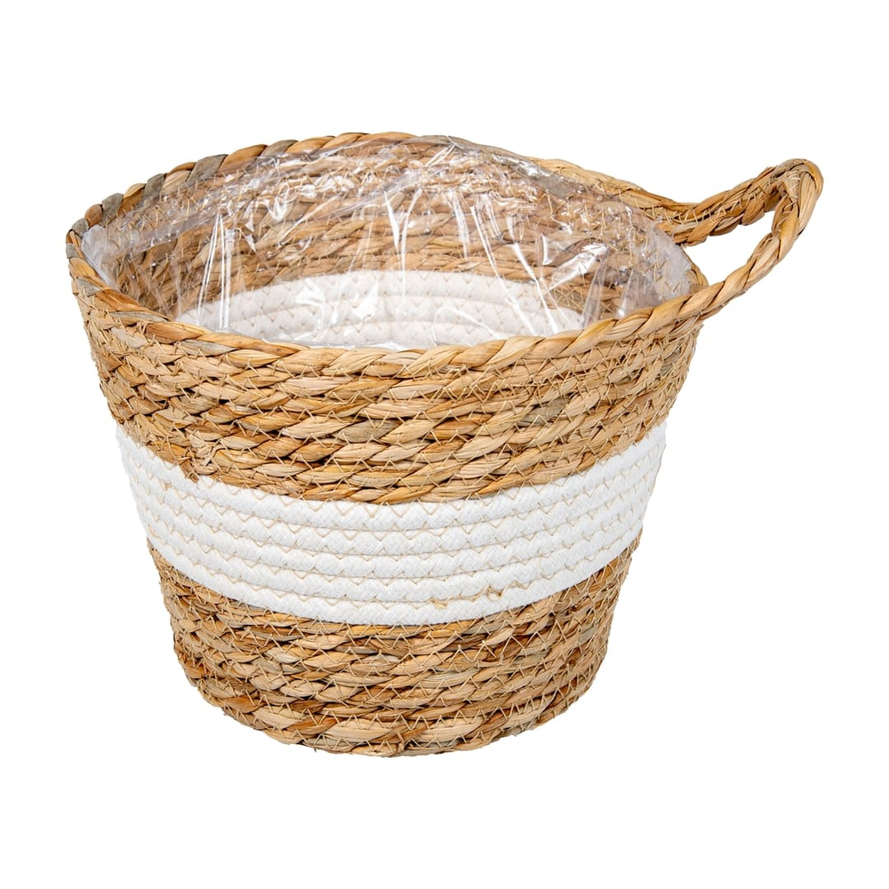 Кашпо плетеное "Танзания" с ручкой, Д215 Ш215 В188, натуральный, белый Lishan-08 M