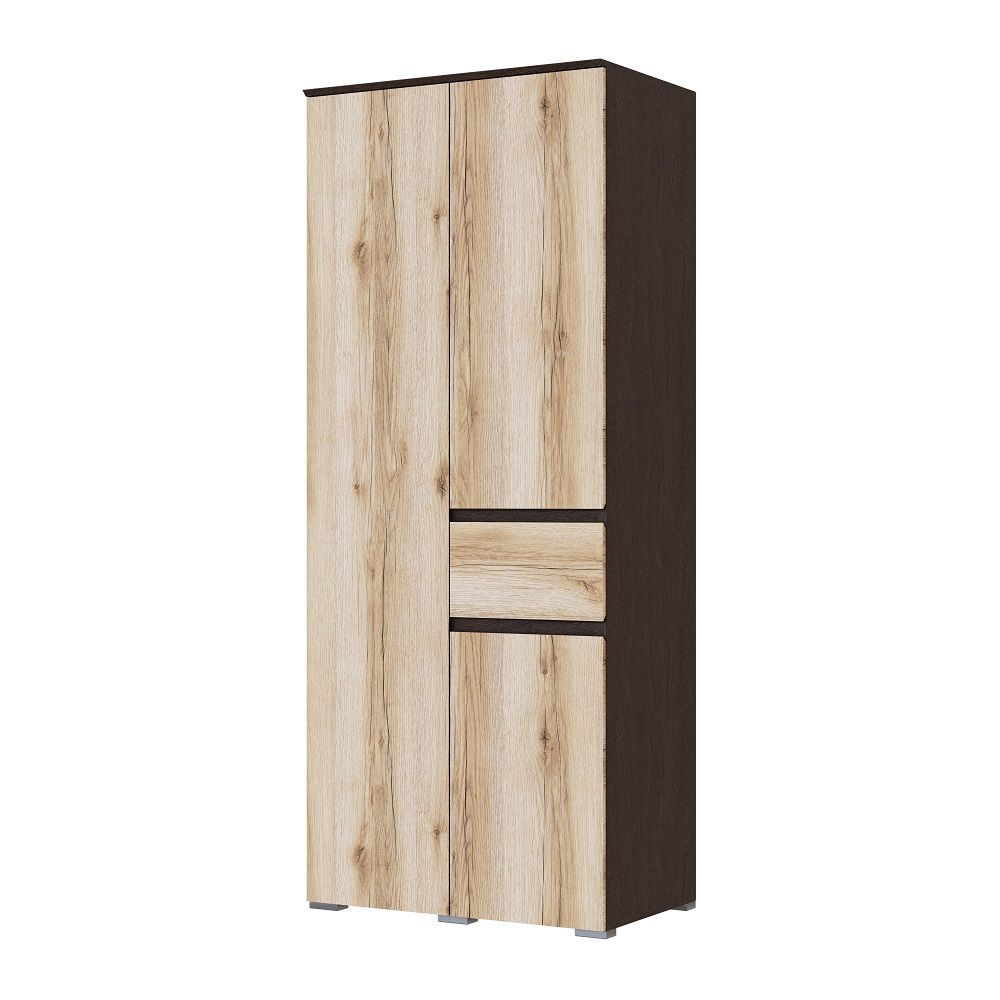 Шкаф распашной Плейона Шкаф 2-х створчатый с ящиком венге/дуб делан