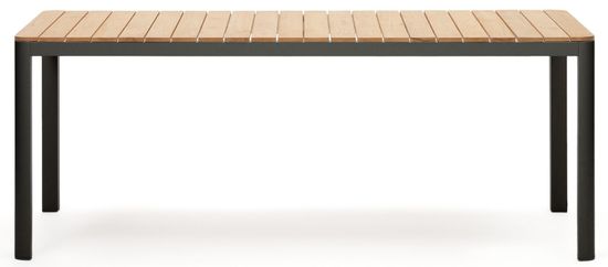Bona Уличный стол из алюминия в черной отделке и тикового дерева 200 x 100 см Испания La Forma
