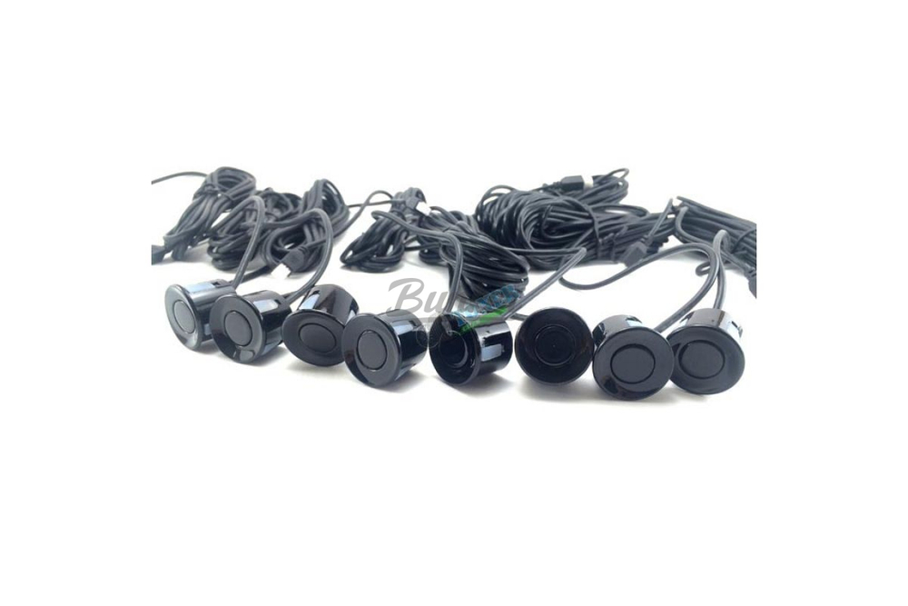 Парктроник SVS LED 017 с зеркалом заднего вида, 8 датчиков (черные), (компл.)