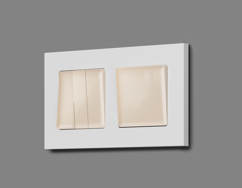 MA301050 Комплект механизма 1-кл выключателя с самовозвратом ALFA Бежевый глянец QUANT (AP3010, VM113)