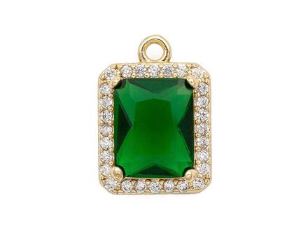 Кулон с зеленым кристаллом, 15,5мм