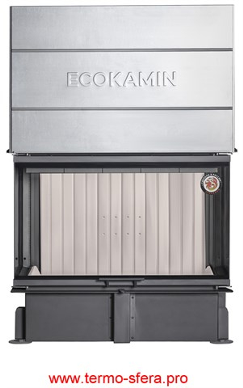 Каминная топка Экокамин ДЕЛЬТА 1000 PV три стекла принтинг подовое горение, вертикальная ламель