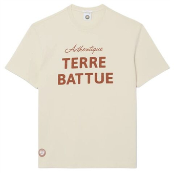 Мужская теннисная футболка Lacoste Roland-Garros Edition Clay Court - ecru