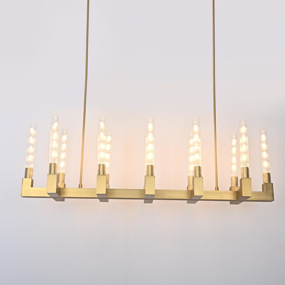 Люстра на штанге CANELLE Linear Chandelier 12 Modern Brass
