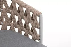 "Диего" стул плетеный из роупа, каркас из стали светло-серый (RAL7035) муар, роуп бежевый круглый, ткань светло-серая