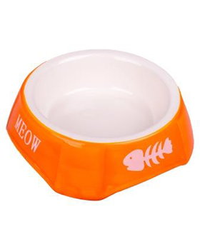 Mr.Kranch Миска керамическая для кошек 140мл оранжевая с рыбками