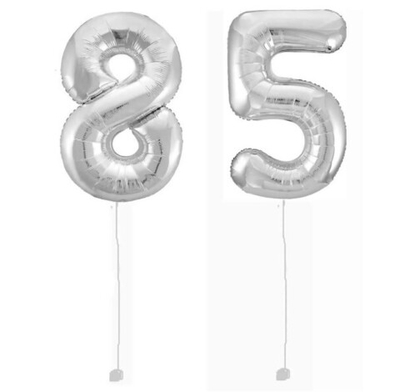 Шар-цифра 85 Серебро Silver 102 см фольга с гелием на грузике
