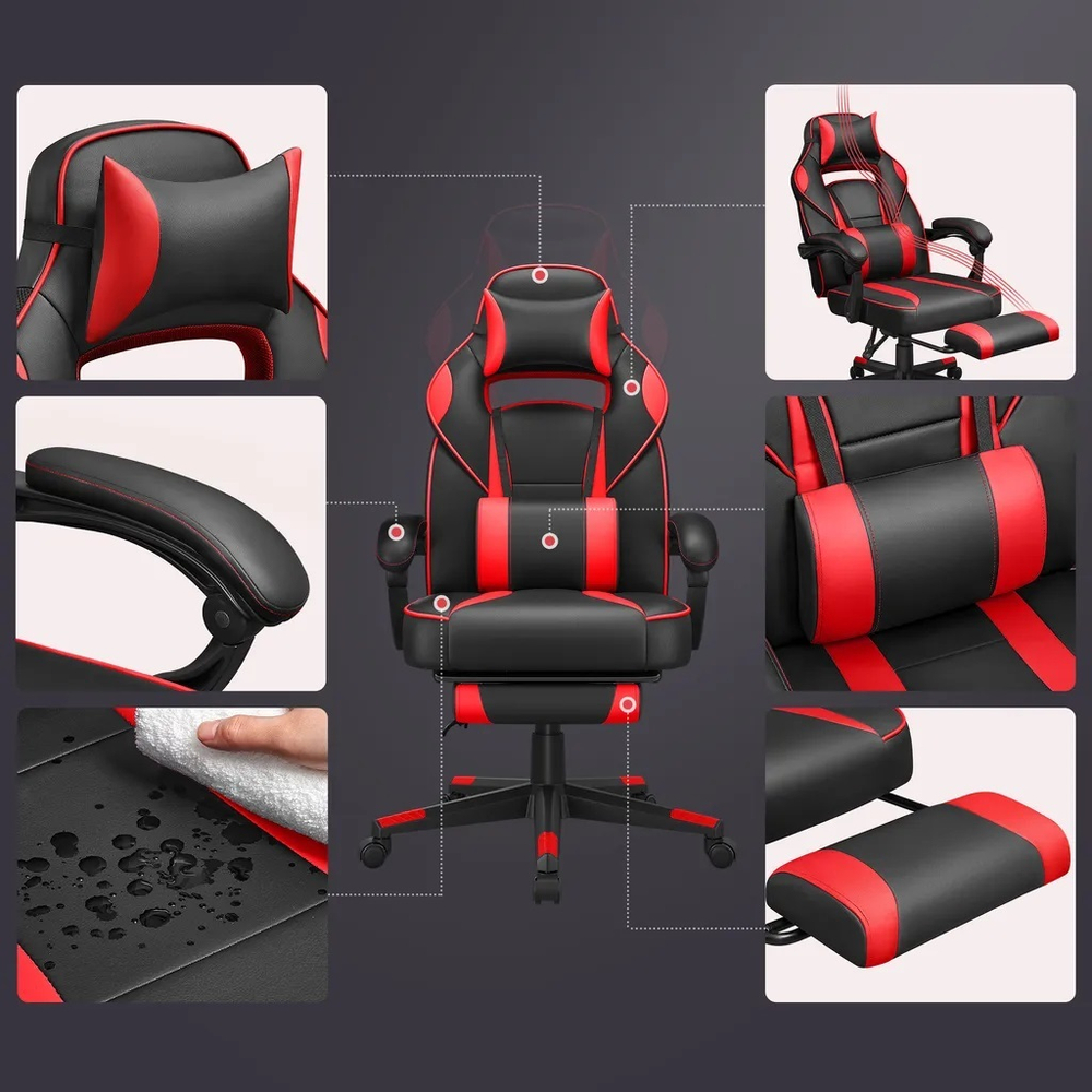Кресло компьютерное игровое SONGMICS OBG73BRV1 черно-красный