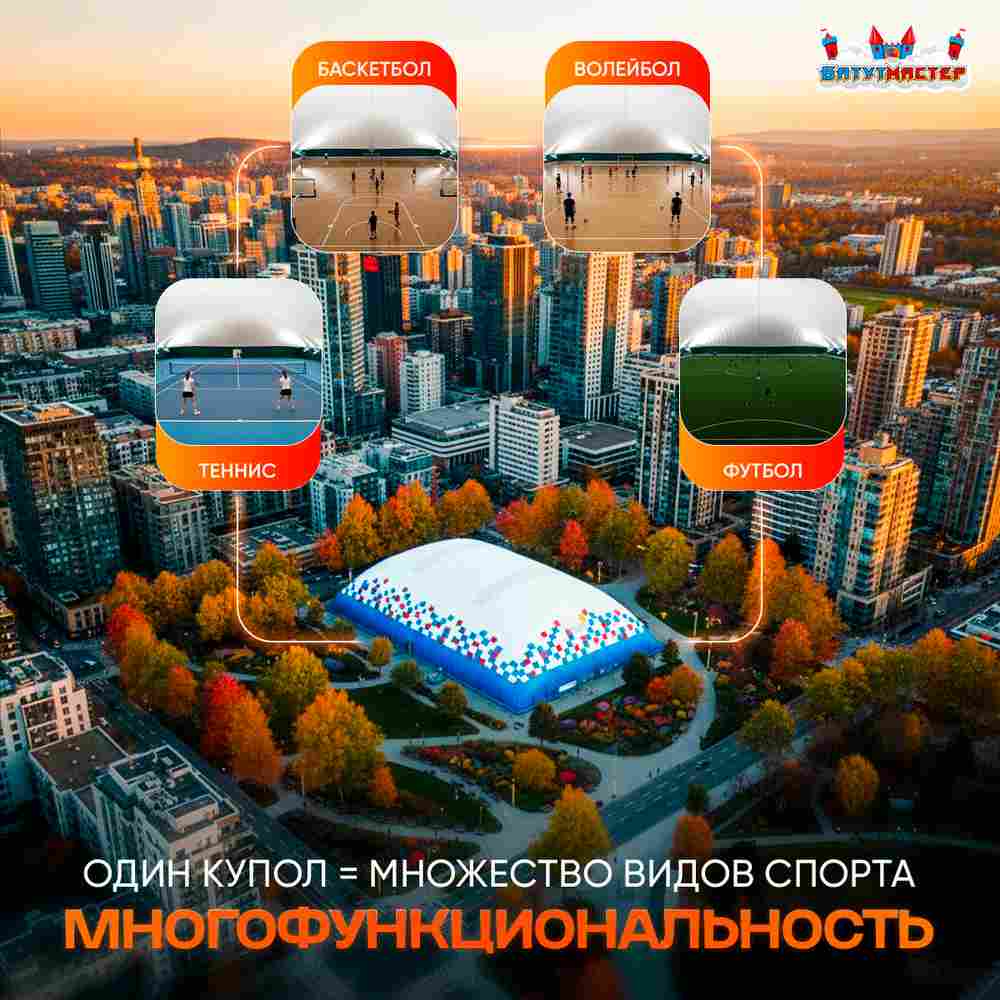 Быстровозводимый спортивный комплекс «Активный купол», 36x18x9 м