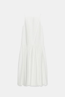 ZARA ПЛАТЬЕ СО СКЛАДКАМИ — ZW COLLECTION, БЕЛЫЙ
