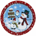 Поднос жестяной 32см «Семейка снеговиков»