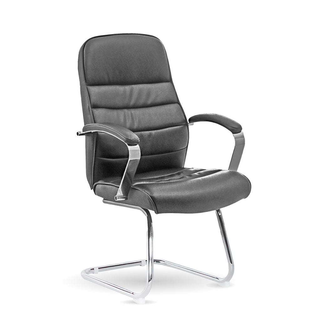 кресло офисное 2327B 98267 grey color LEATHER на полозьях
